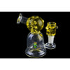 Space King glass water pipe with yellow accents, cartoon character, and freezable tube