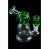 Space King Glass Water Pipe with Green Accents, Cartoon Decal, and Freezable Tube