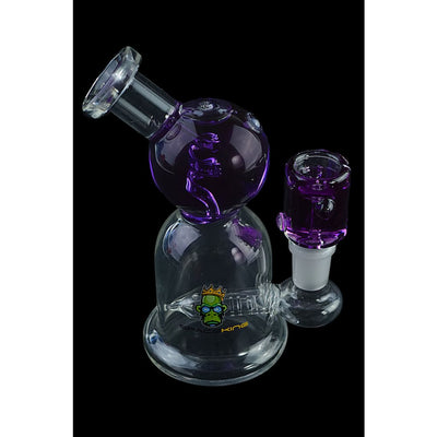 Space King Glass Water Pipe with Freezable Tube, Purple Accents & Cartoon Character Logo