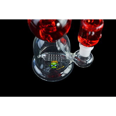 Space King Glass Water Pipe with red liquid in freezable tube and colorful base design