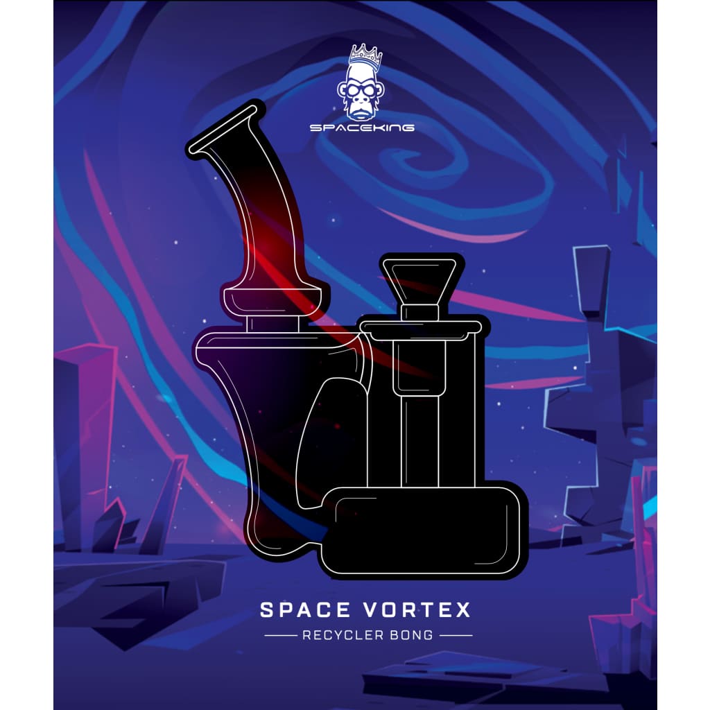 Space Vortex Recycler Bong by Space King Glass: Cosmic Silhouette Design in High-Quality Glass