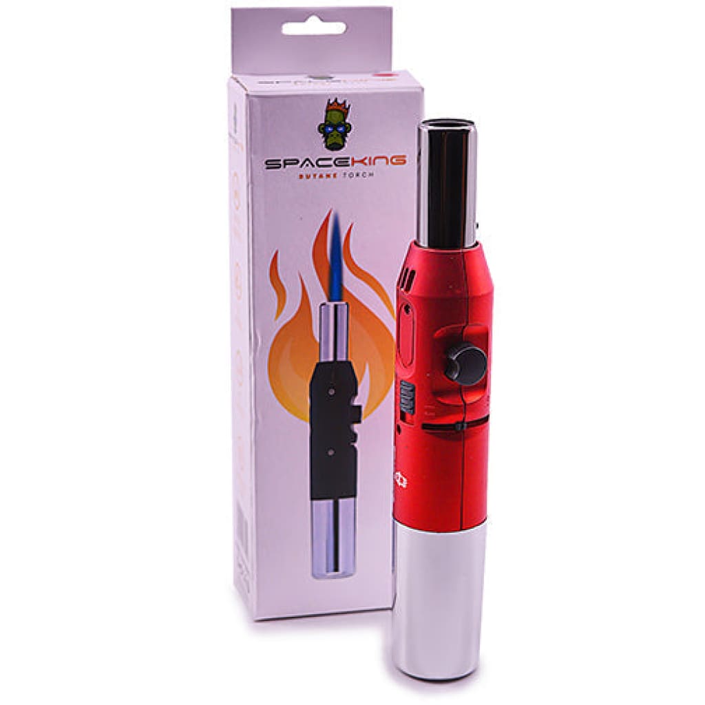 Red and silver Space King Windproof Butane Torch for Dabbing with Piezo Ignition