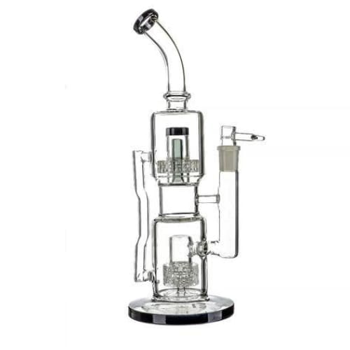 13 Inch Double Perc Matrix Dry Herb Bong with Clear Glass