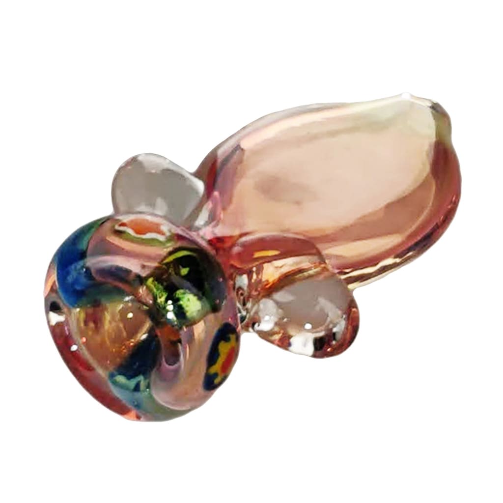 Power Pink Chillum hand pipe in golf fumed glass with small carb