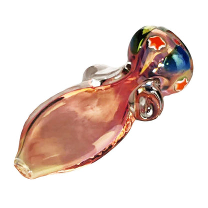 Power Pink Chillum hand pipe in golf fumed glass with small carb