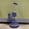 Glass water pipe with purple accents and percolator, 14mm male quartz banger included