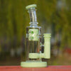 8borosilicate glass dab rig with percolator and 14mm male quartz banger, pale green accents