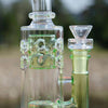 8borosilicate Glass Dab Rig with intricate bubble designs and 14mm male quartz banger