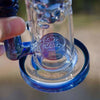 8borosilicate Glass Dab Rig with 14mm male quartz banger and intricate percolator design