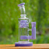 8borosilicate Glass Dab Rig with 14mm Male Quartz Banger & percolator, purple accents