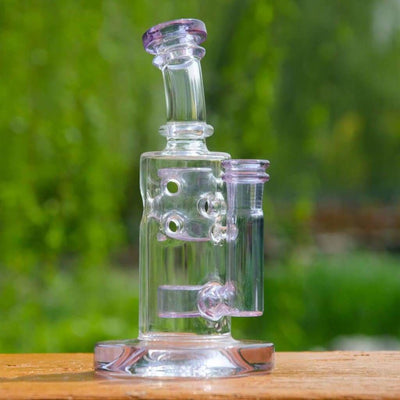 8borosilicate Glass Dab Rig with multiple chambers and 14mm male quartz banger