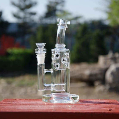 8borosilicate Glass Dab Rig with 14mm Male Quartz Banger and multiple percolators
