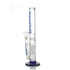 Glass water pipe Straight Shooter with blue accents and three chamber percolator design
