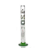 Straight Shooter glass water pipe with three chamber percolators and green base