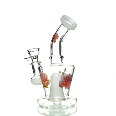 Stylish Flower Sticker Water Pipe with 14mm Male Bowl featuring floral accents