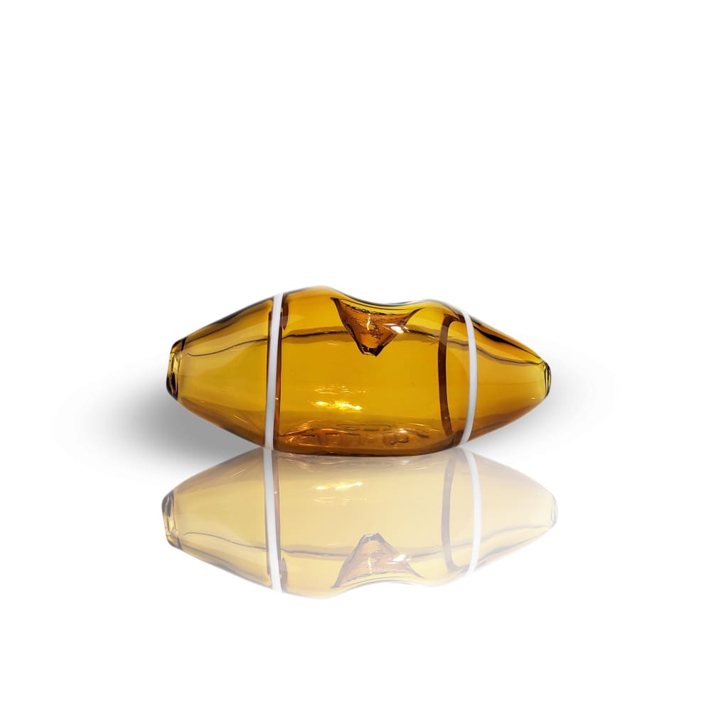 Amber glass bead wrapped with white cord for Quality Heat Resistant Glass Hand Pipe