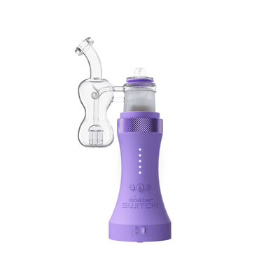 Purple Dr. Dabber Skunk Purple Edition Switch Series dab rig with glass attachment