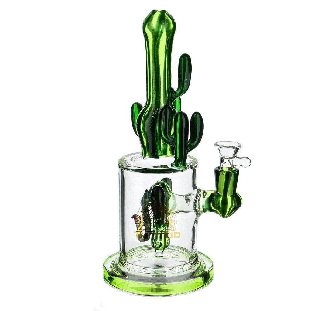 American glass cactus bong with scorpion design and green accents