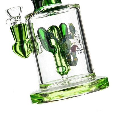 American glass cactus bong with green accents and cactus-shaped percolator