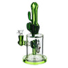 American Glass Cactus Bong with Scorpion Design and green accents