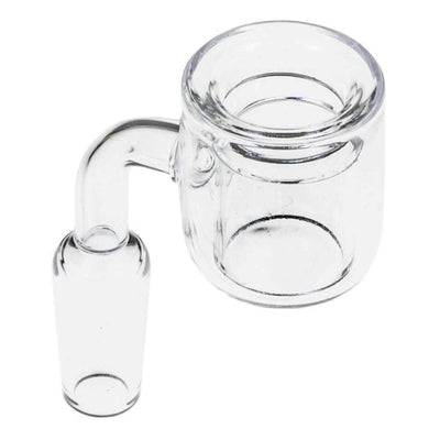 Clear glass bong with quartz thermal style banger that retains heat