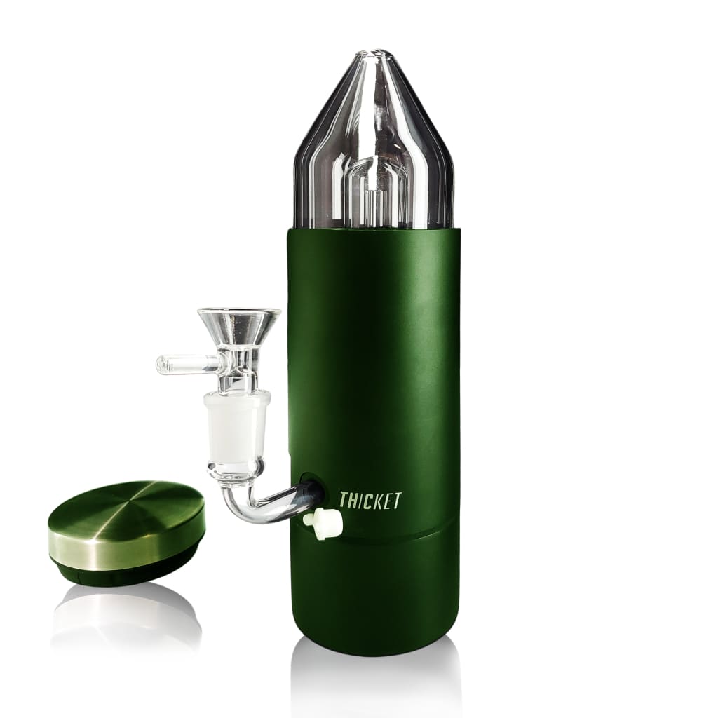 Thicket Water Pipe: Green Clear Glass Percolator Pipe with Bowl