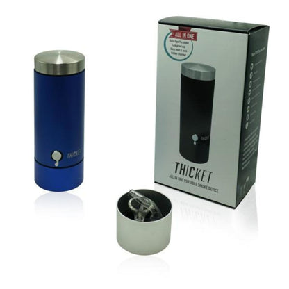 Thicket Lite Water Pipe: Blue Silver Glass Percolator with Packaging