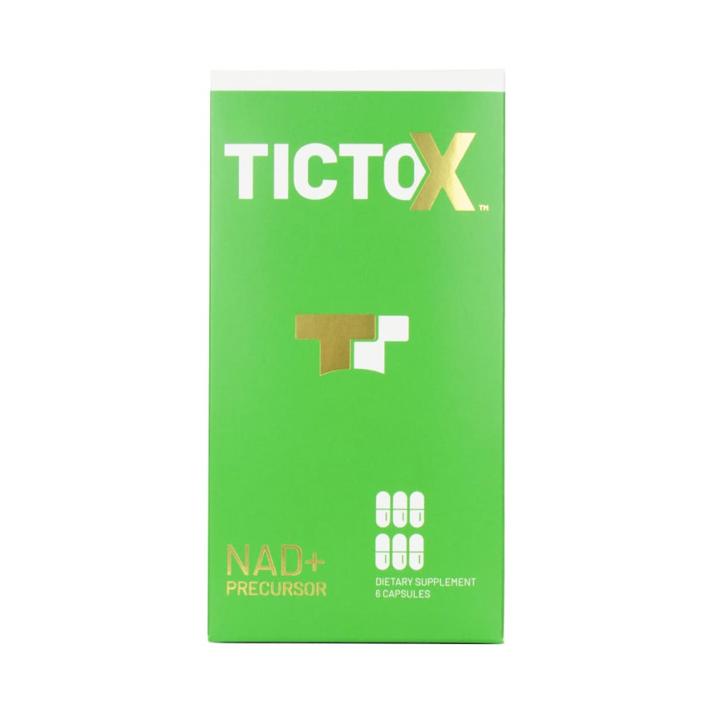 Tictox Detox green dietary supplement capsules box with supplement facts