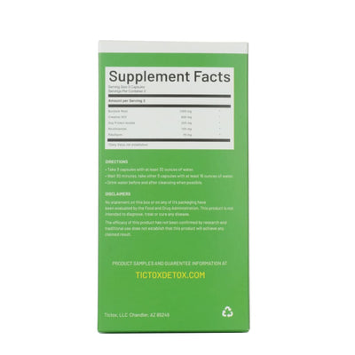 Tictox Detox NAD Plus capsules supplement facts label