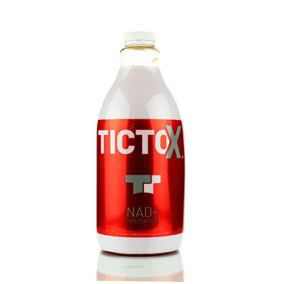 Red bottle labeled ‘TICTOX’ for Tictox Detox Nad+ Precursor 50 Fl Oz supplement