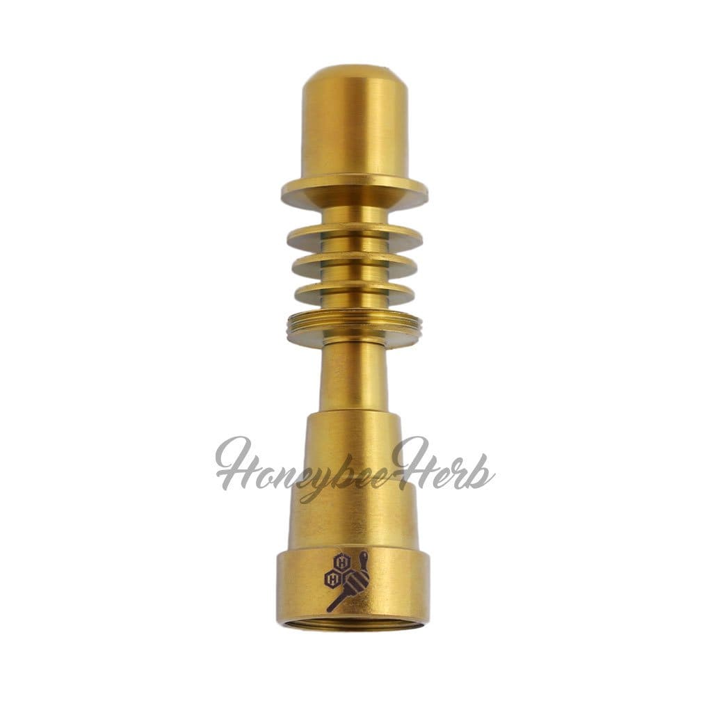 Gold metal dabbing tool with ridged design for Titanium 6-in-1 Skillet Enail