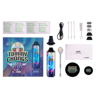 Tommy Chong Aria vaporizer with isolated airflow and swirling blue-purple finish