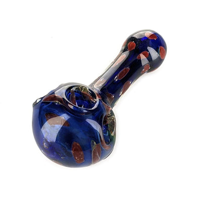 Exclusive Triple Bowl Spoon Pipe with blue base and red speckles
