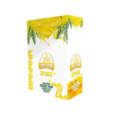 Box of True Hemp Wraps with yellow and green leaf design, made from organic hemp paper