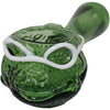 Turtle spoon pipe shaped like a frog wears sunglasses, with deep bowl and circular mouthpiece