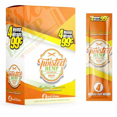 Twisted Hemp Wraps Mango/Pineapple 4-pack, 99 cents - Nicotine-free & Slow Burning