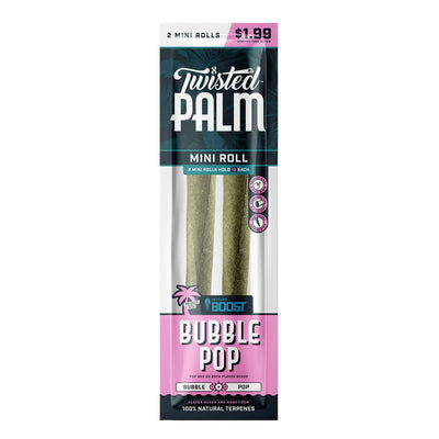 Twisted Palm Mini Roll Package With Bubble Pop Flavored Palm Leaf Rolls And Natural Terpene Flavoring