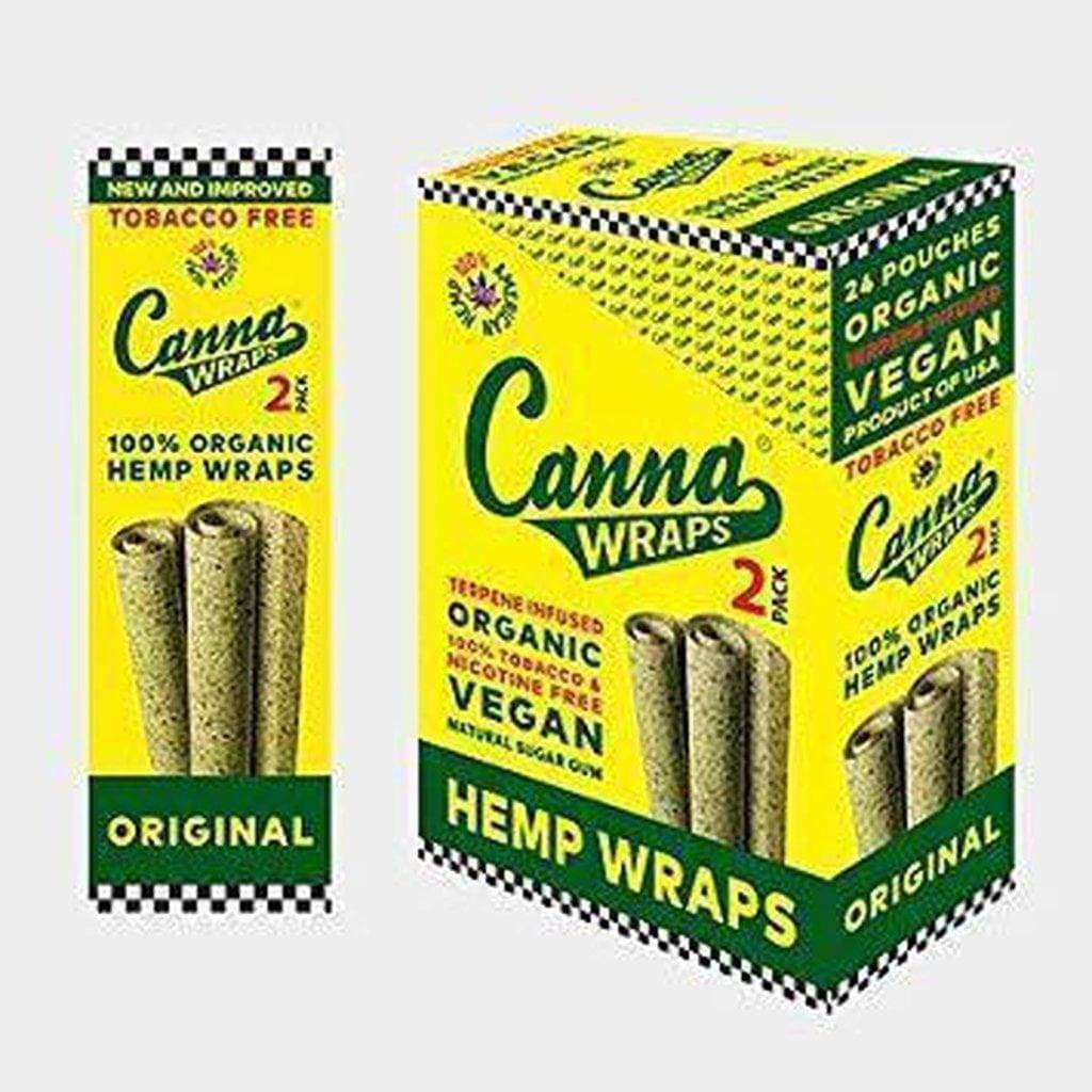 Vibrant Terpene Infused Hemp Canna Wraps in yellow and green packaging for extreme flavor