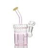 Glass water pipe with color tube base, 14mm male bowl, and percolator attachment