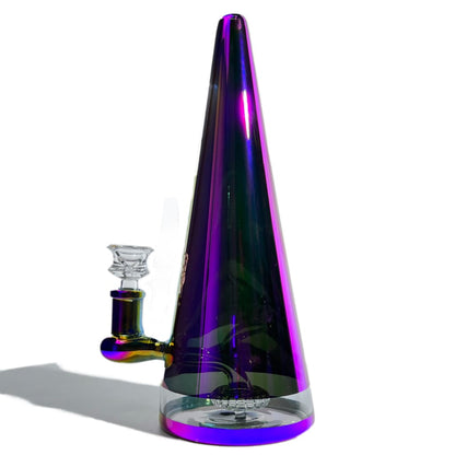 Iridescent purple electroplated water pipe cone with transparent glass bubbler
