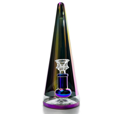 Iridescent electroplated water pipe cone with transparent glass bubbler