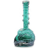 Heavy duty teal glass water pipe, eagle head design, spiral neck, and 14ml bowl