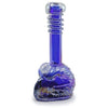 Ornate blue glass water pipe with 14ml bowl, heavy duty and featuring a swirled base design