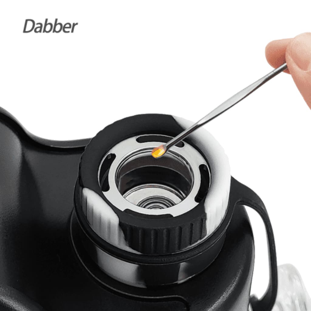 Black and white dab rig with dabber for efficient dabbing on Waxmaid Electric Dab Rig