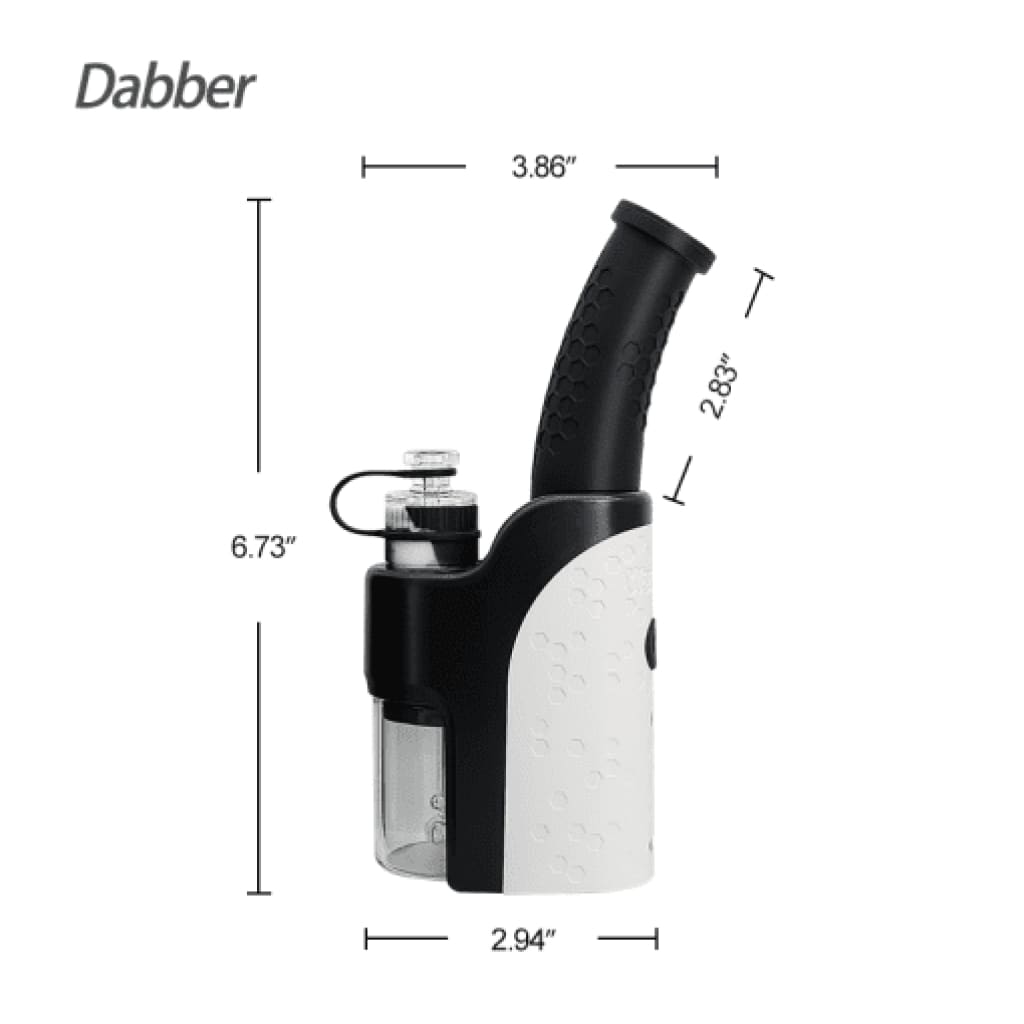 Black and white electric dab rig with dimensions for efficient dabbing by Waxmaid
