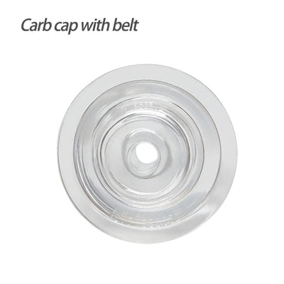 Waxmaid Ares carb cap: clear hand-blown borosilicate glass with central hole and ridges