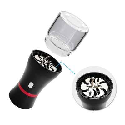 Black electric herb grinder with hard metal stainless blades, USB charging
