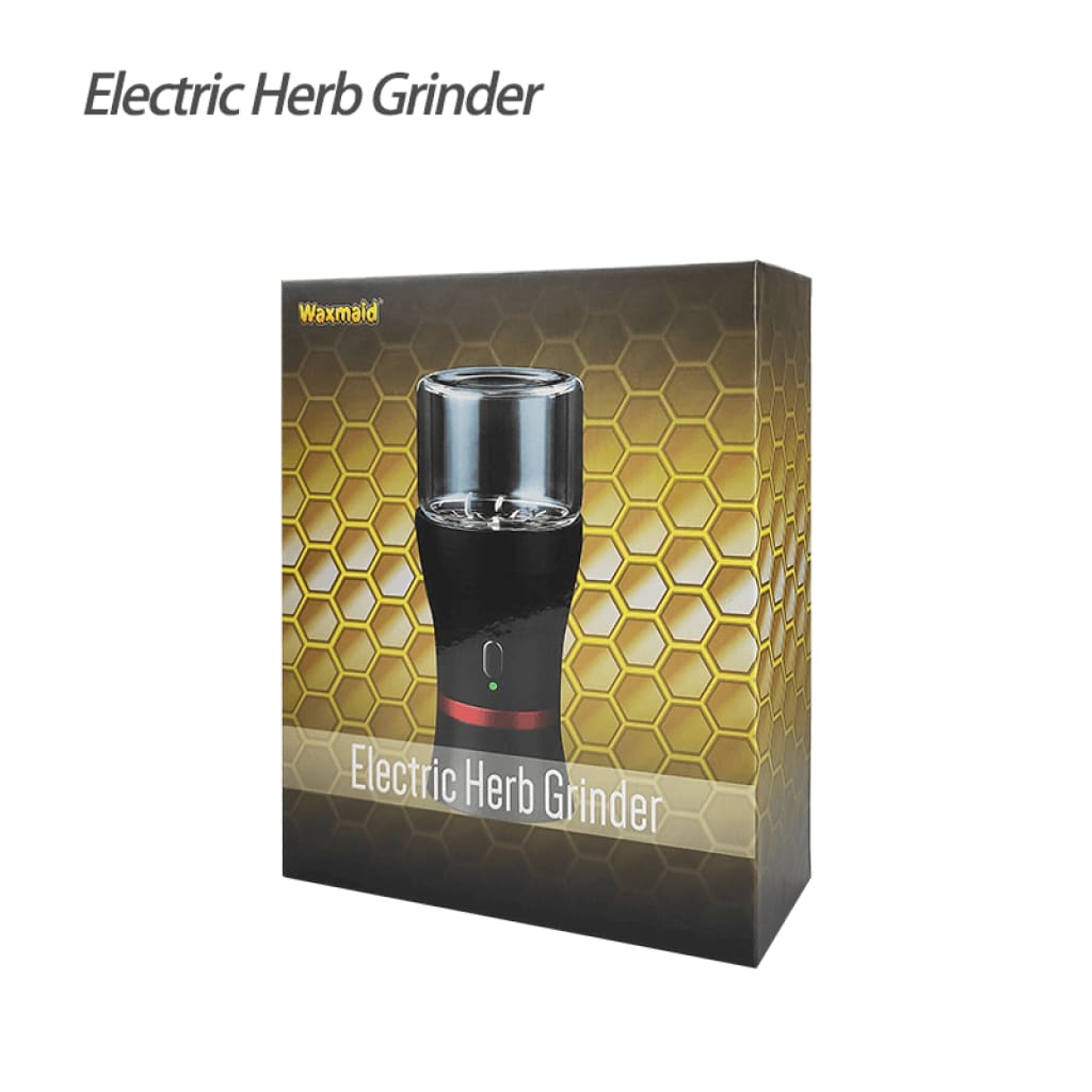 Black Waxmaid electric herb grinder with hard metal stainless blades and USB charging