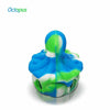 Waxmaid Octopus Silicone Dab Container in blue, green, and white swirl patterns