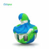 Colorful Waxmaid octopus silicone dab container with blue, green, and white swirls